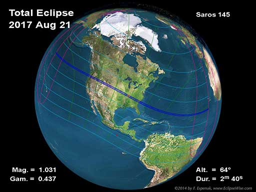 2017 Total Solar Eclipse Global Map